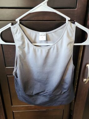 Half Moon Women's Ombre Gray Sports Bra Tank Top